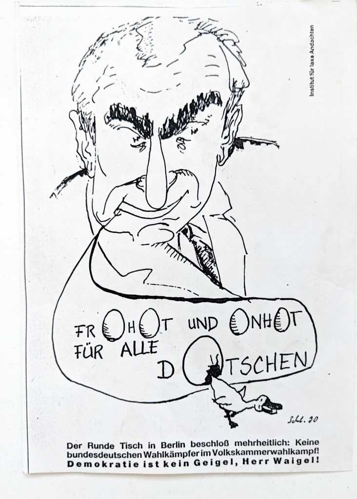 DDR Volkskammer Wahl 1990 Flugblatt Karikatur